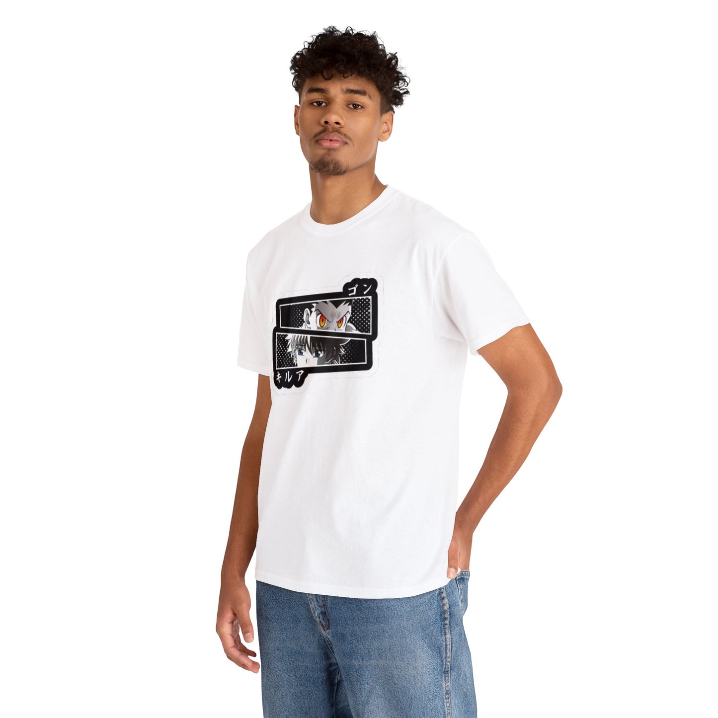 t-shirt manga hunter x hunter gon x kirua couleur blanc homme