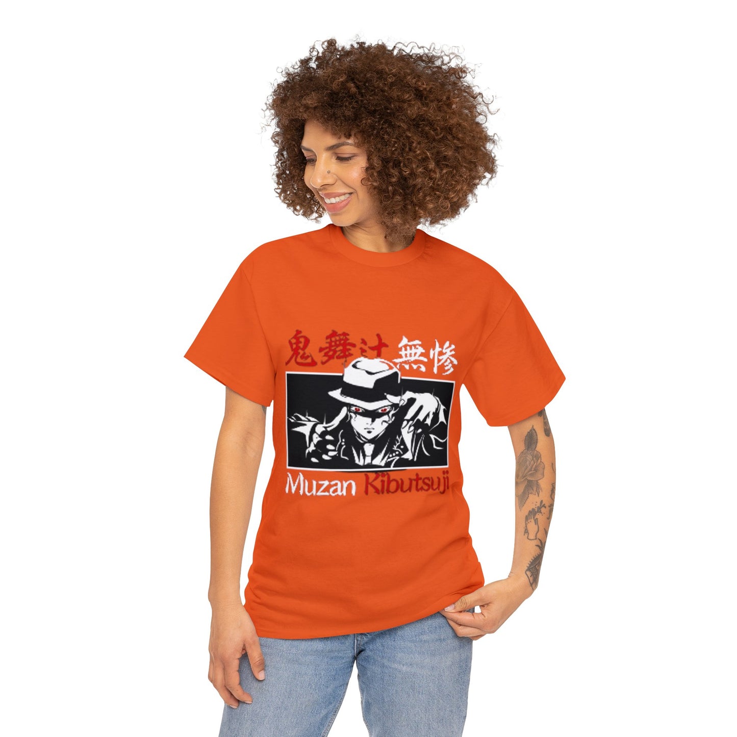 t-shirt manga DEMON SLAYER muzan orange pour femme