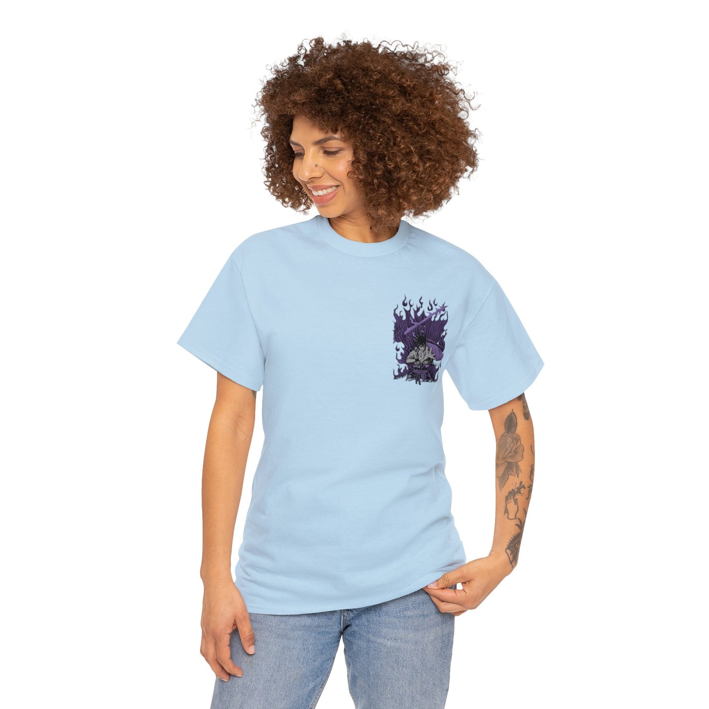 T-shirt manga naruto sasuke susano bleu clair pour femme