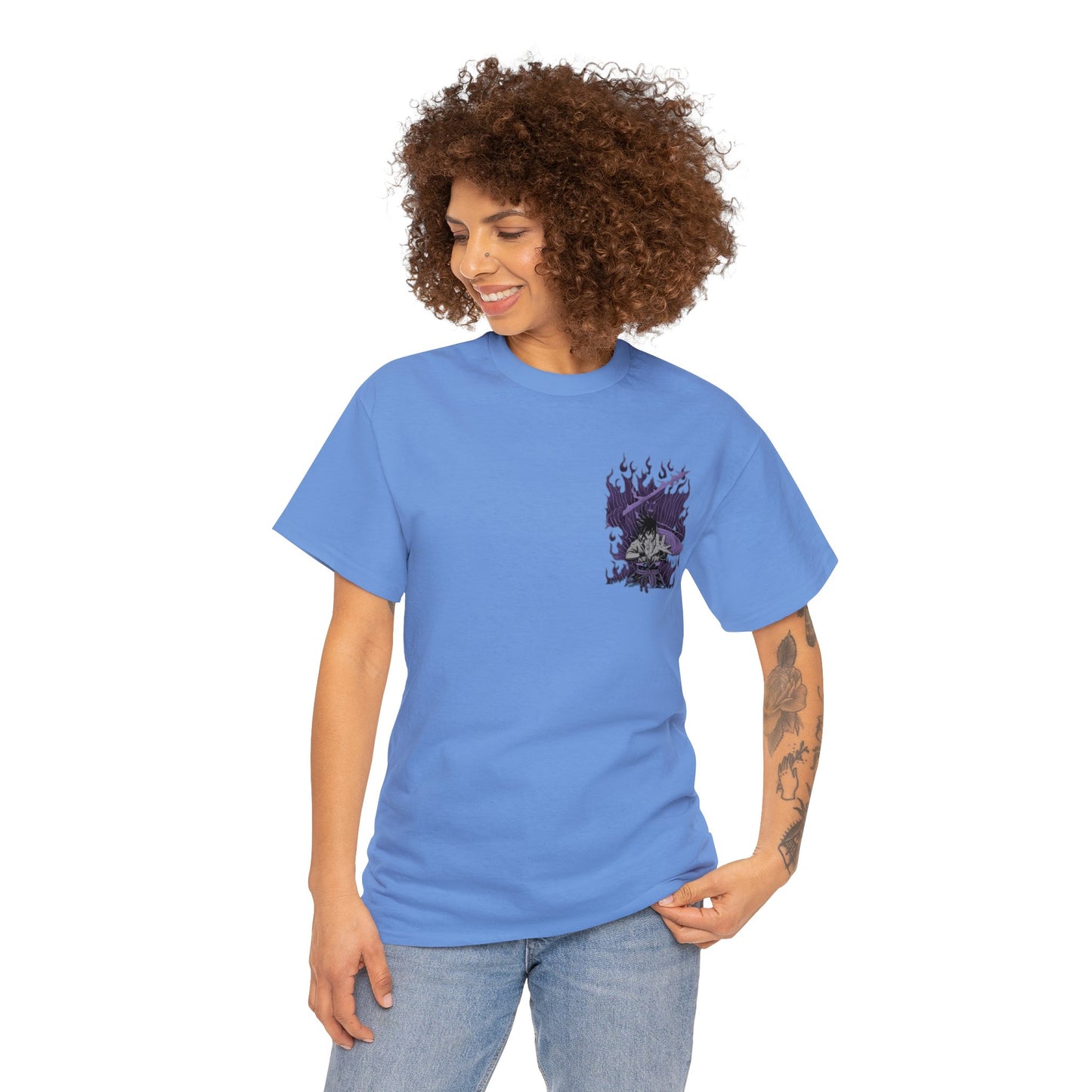 T-shirt manga naruto sasuke susano bleu caroline pour femme