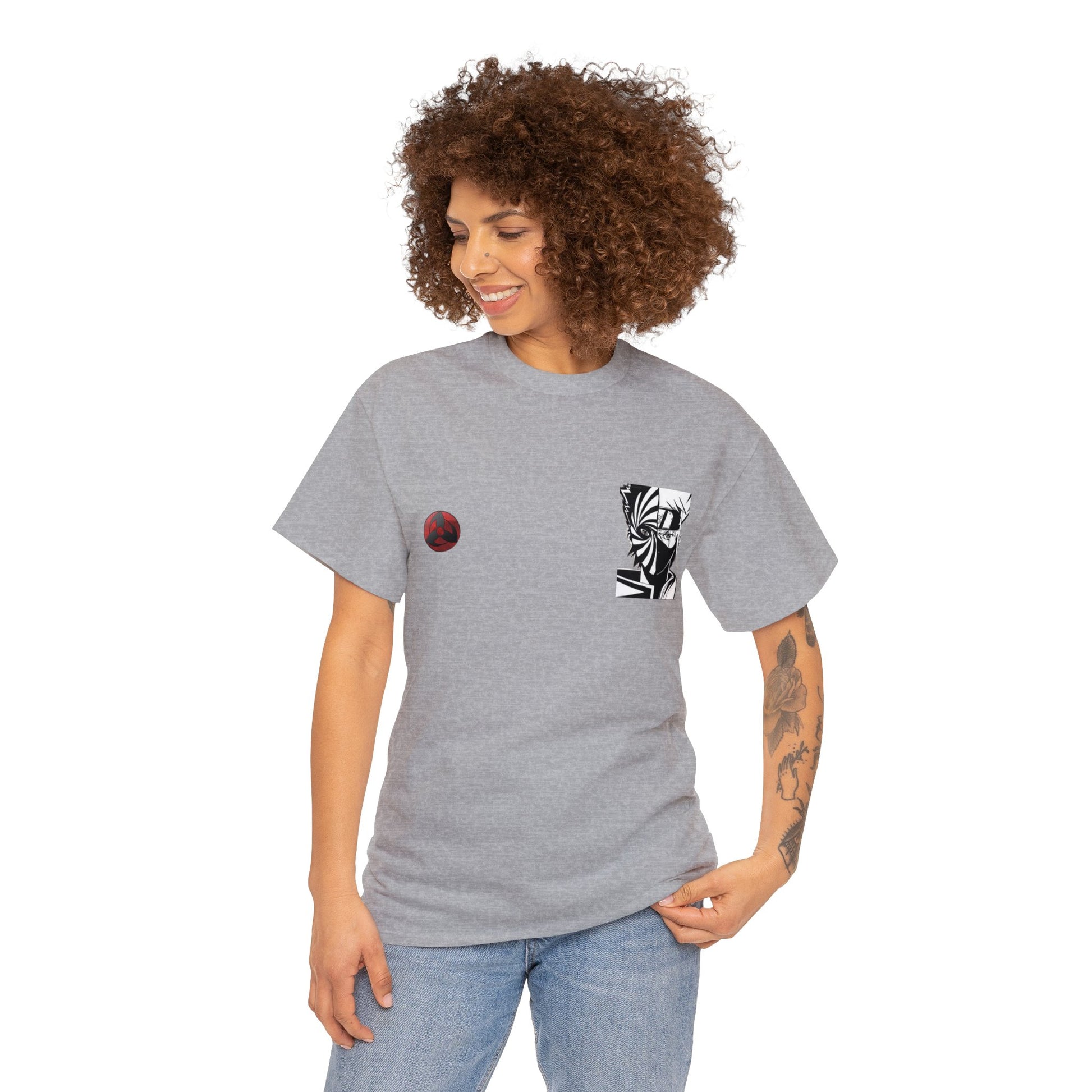 T-shirt manga naruto kakashi & obito gris pour femme