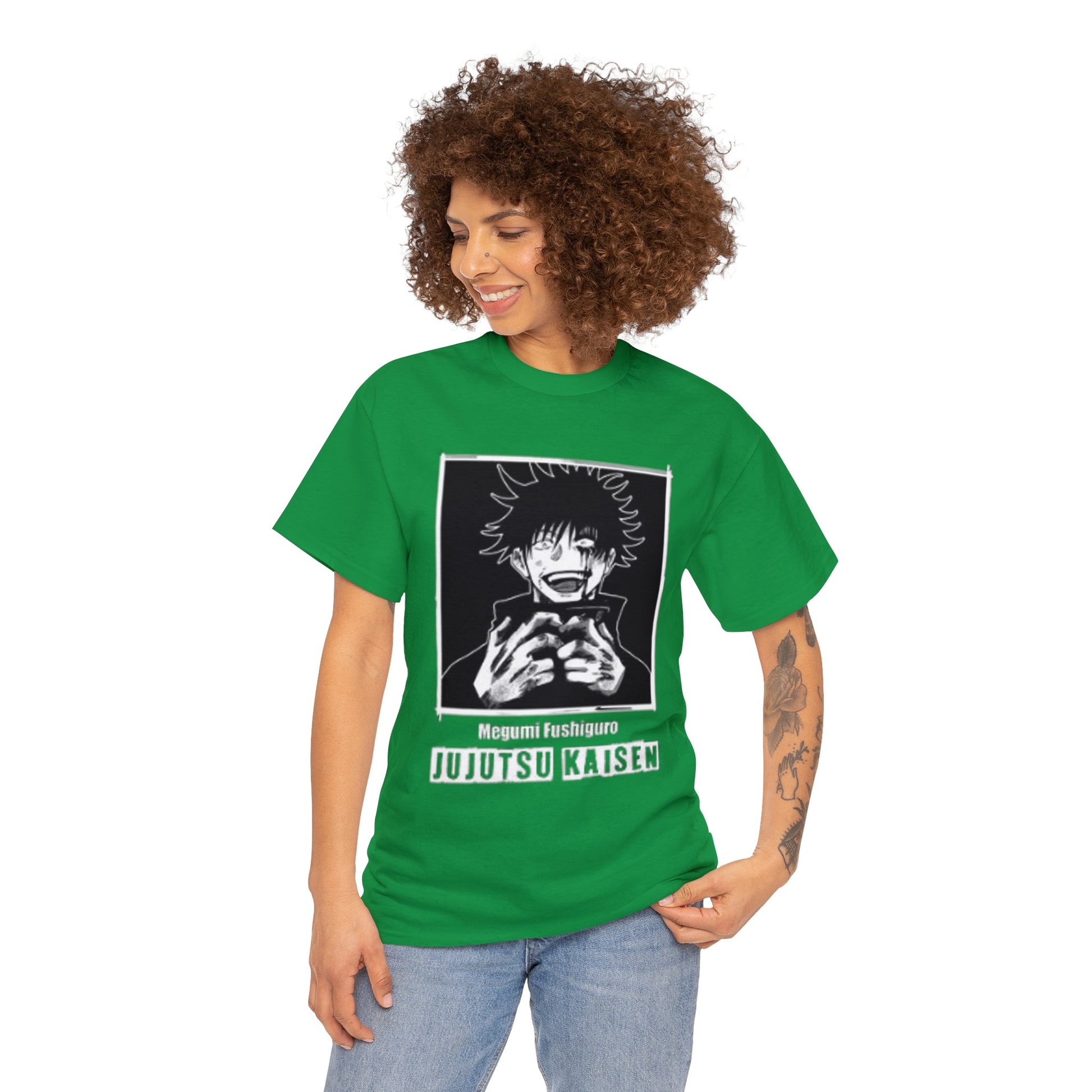 T-shirt manga JUJUTSU KAISEN megumi vert pour femme