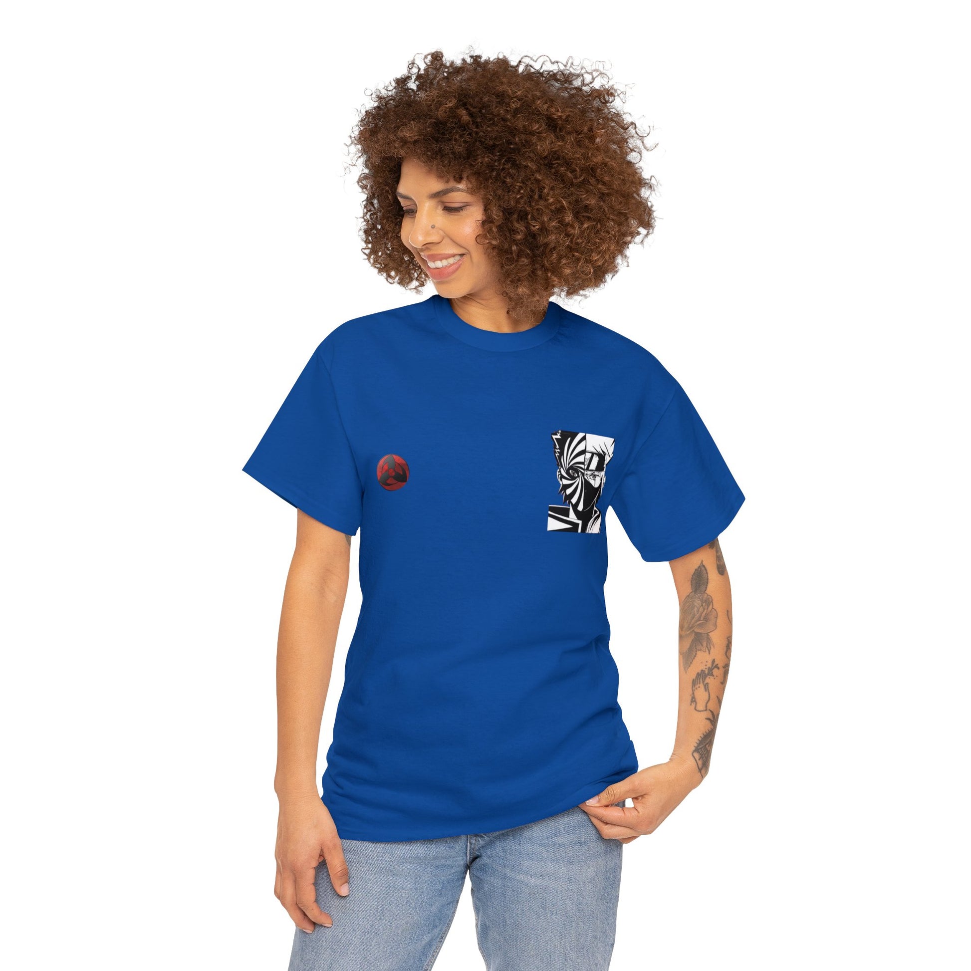 T-shirt manga naruto kakashi & obito bleu royale pour femme