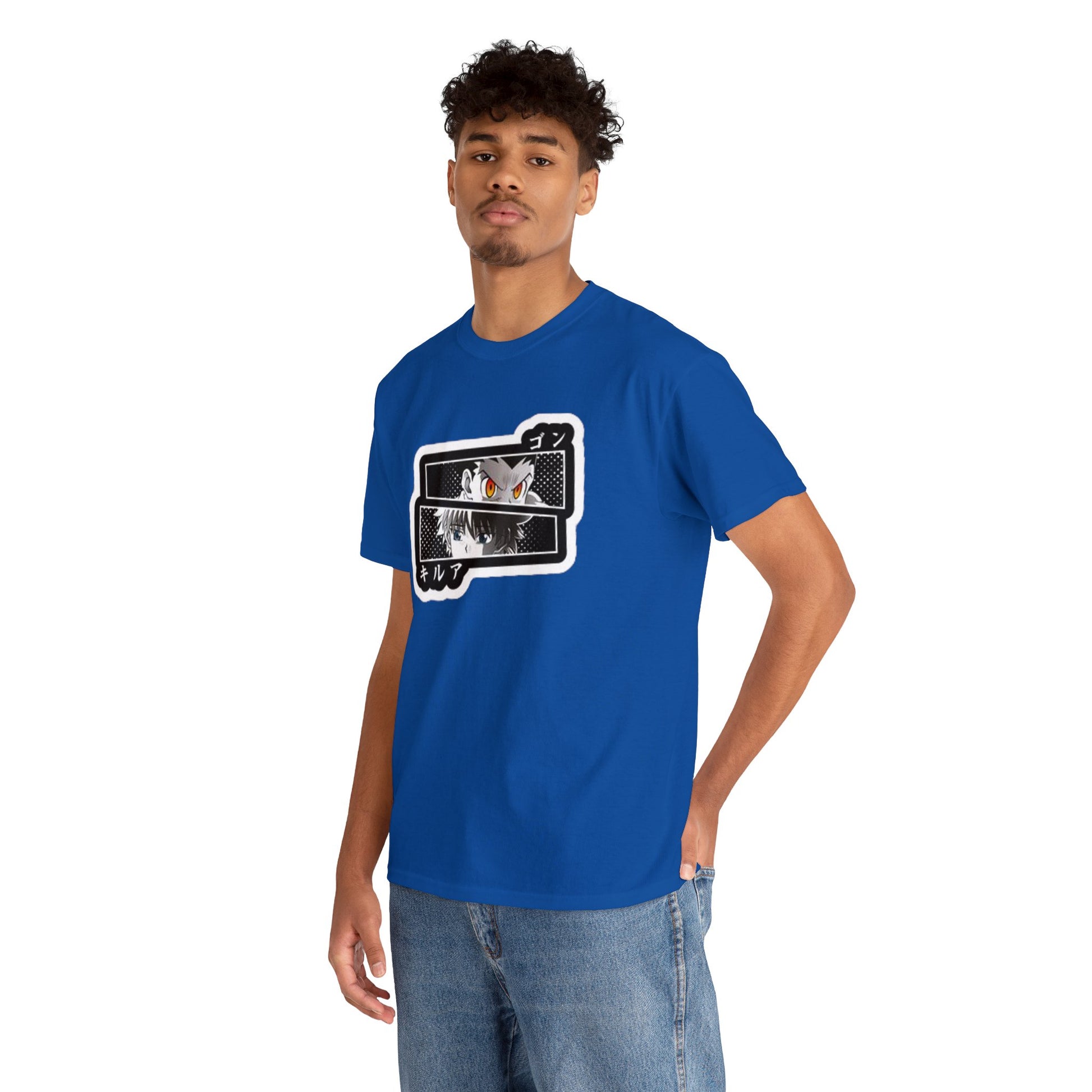 t-shirt manga hunter x hunter gon x kirua couleur bleu royale