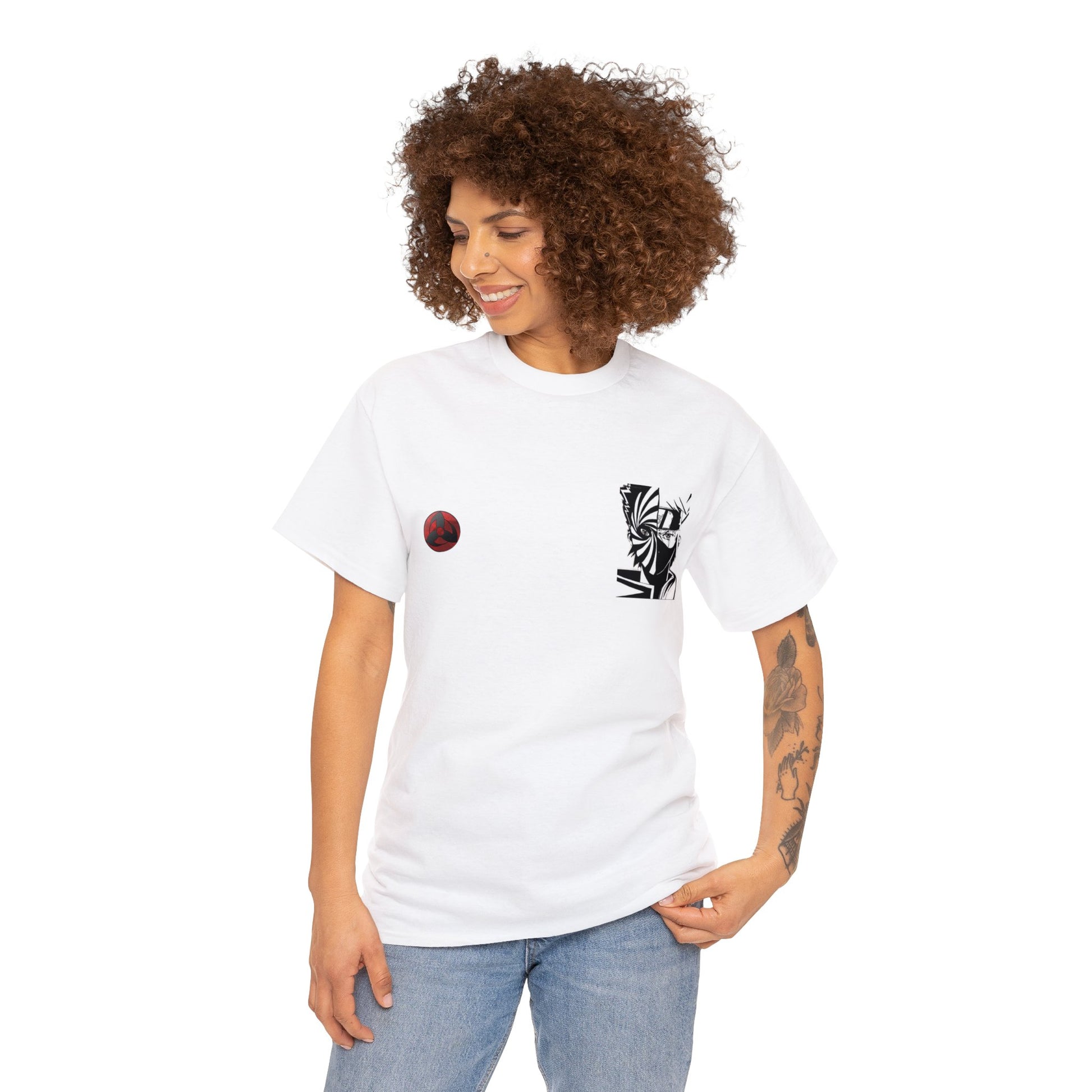 T-shirt manga naruto kakashi & obito blanc pour femme