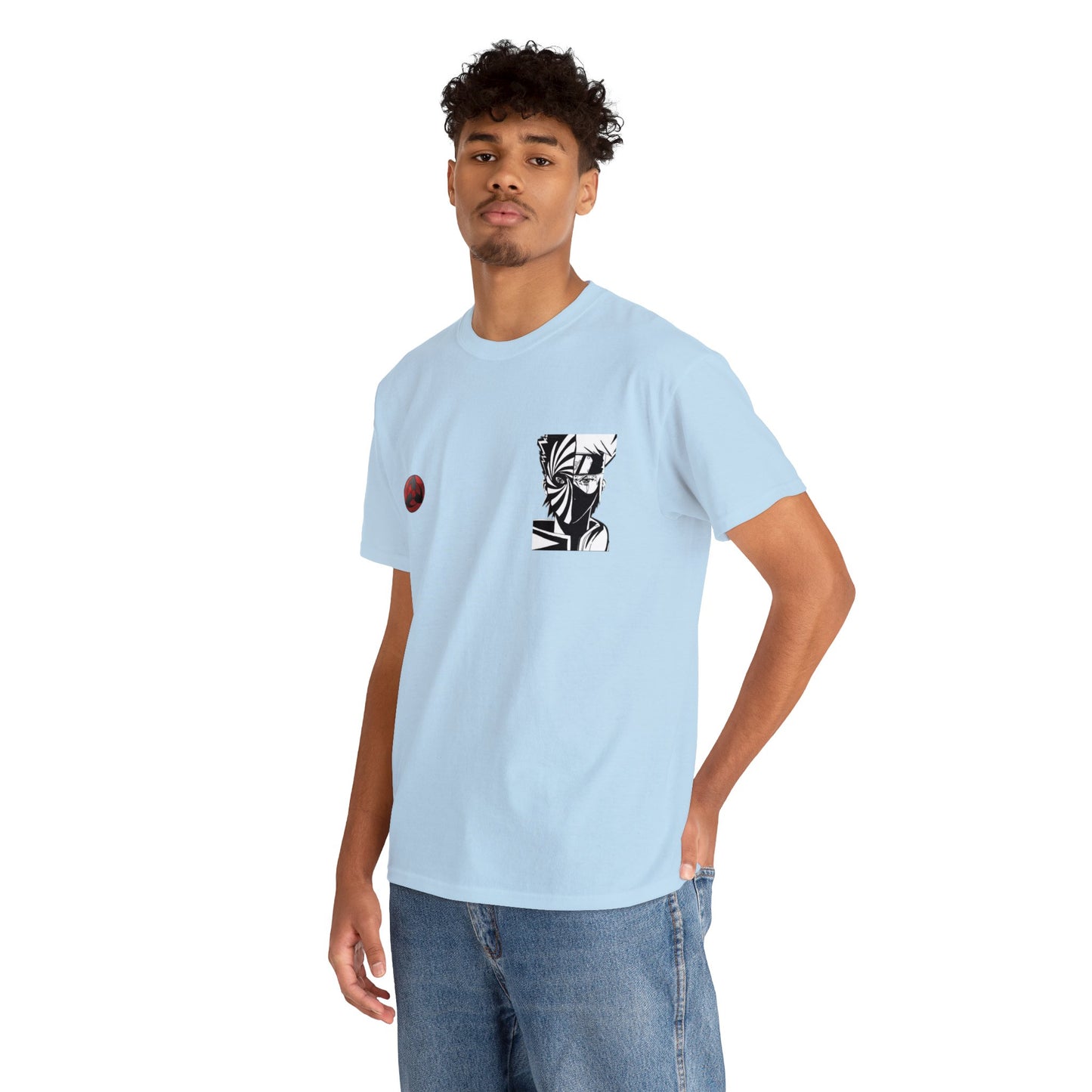 T-shirt manga naruto kakashi & obito bleu clair homme